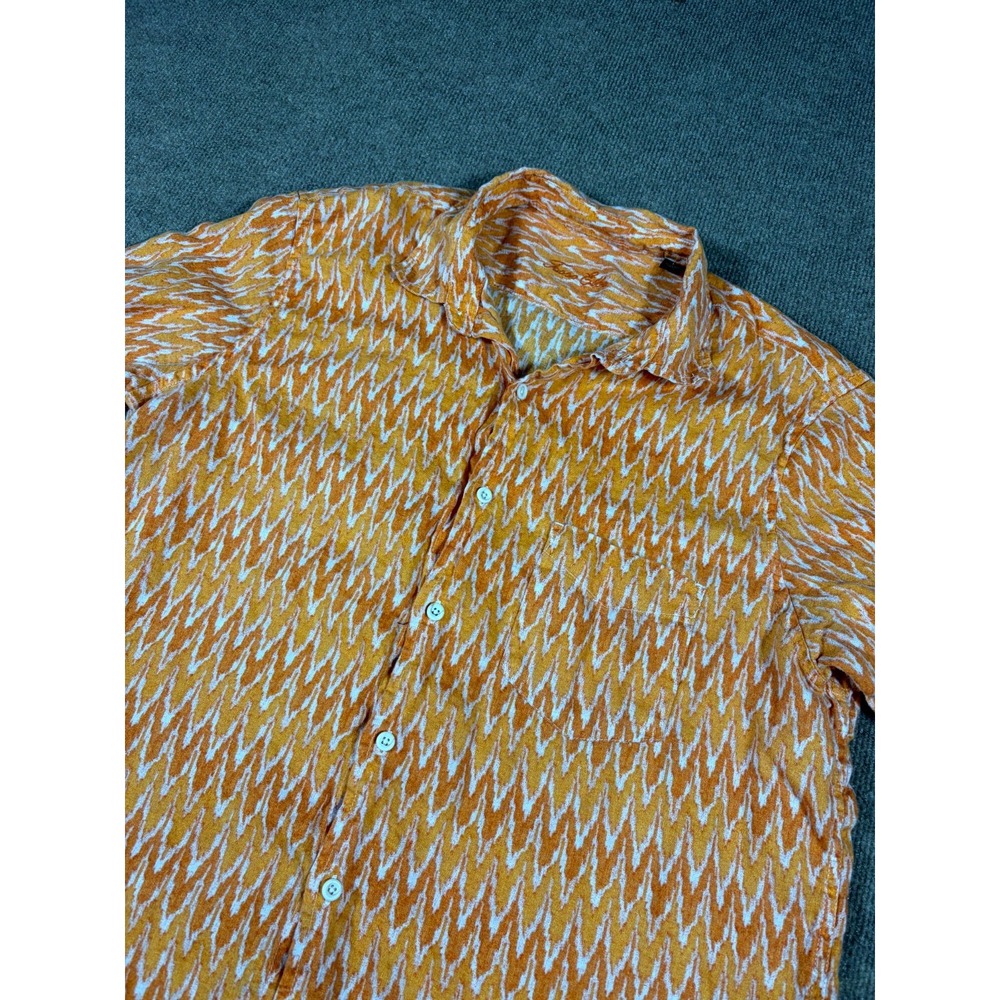 Tasso Elba Hawaiian Shirt Mens Large Multicolor Printed Linen Beach Wear Casual